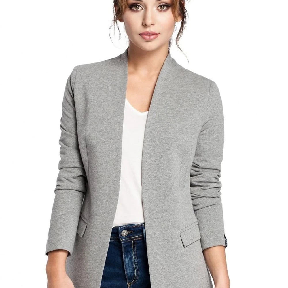 Lined Collar Knit Jacket with Hidden Pockets