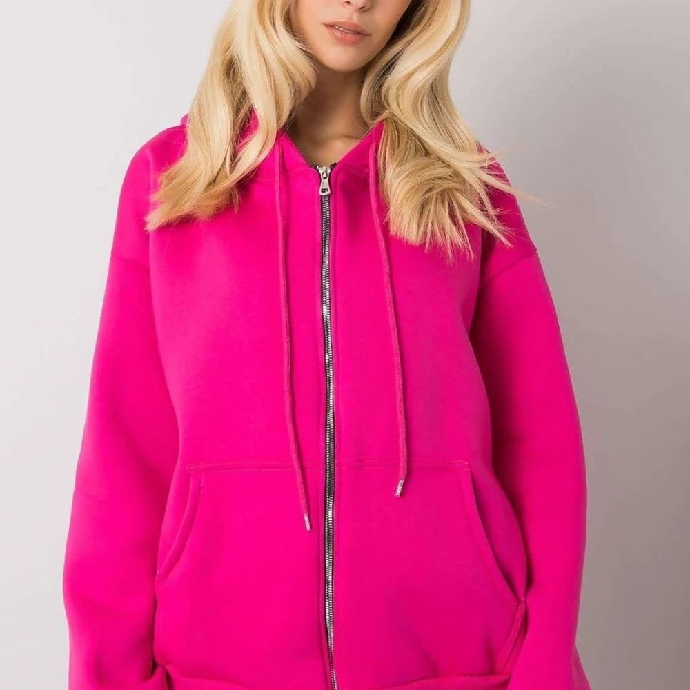 Zippered Hooded Sweatshirt with Pockets