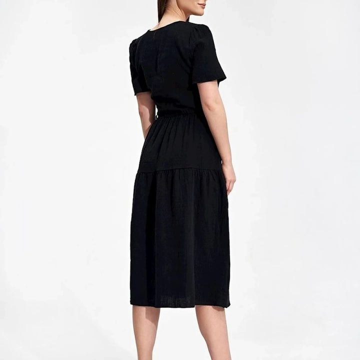 Summer Midi Dress with Envelope Neckline