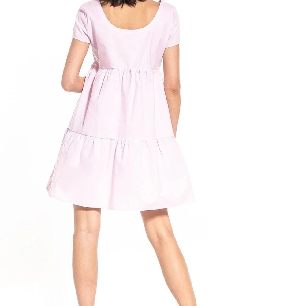 Boat Neck Short Sleeve Cotton Dress