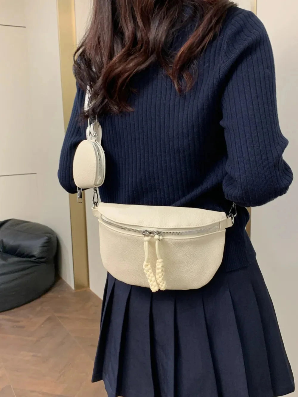 Brown PU Leather Crossbody Bag with Coin Purse