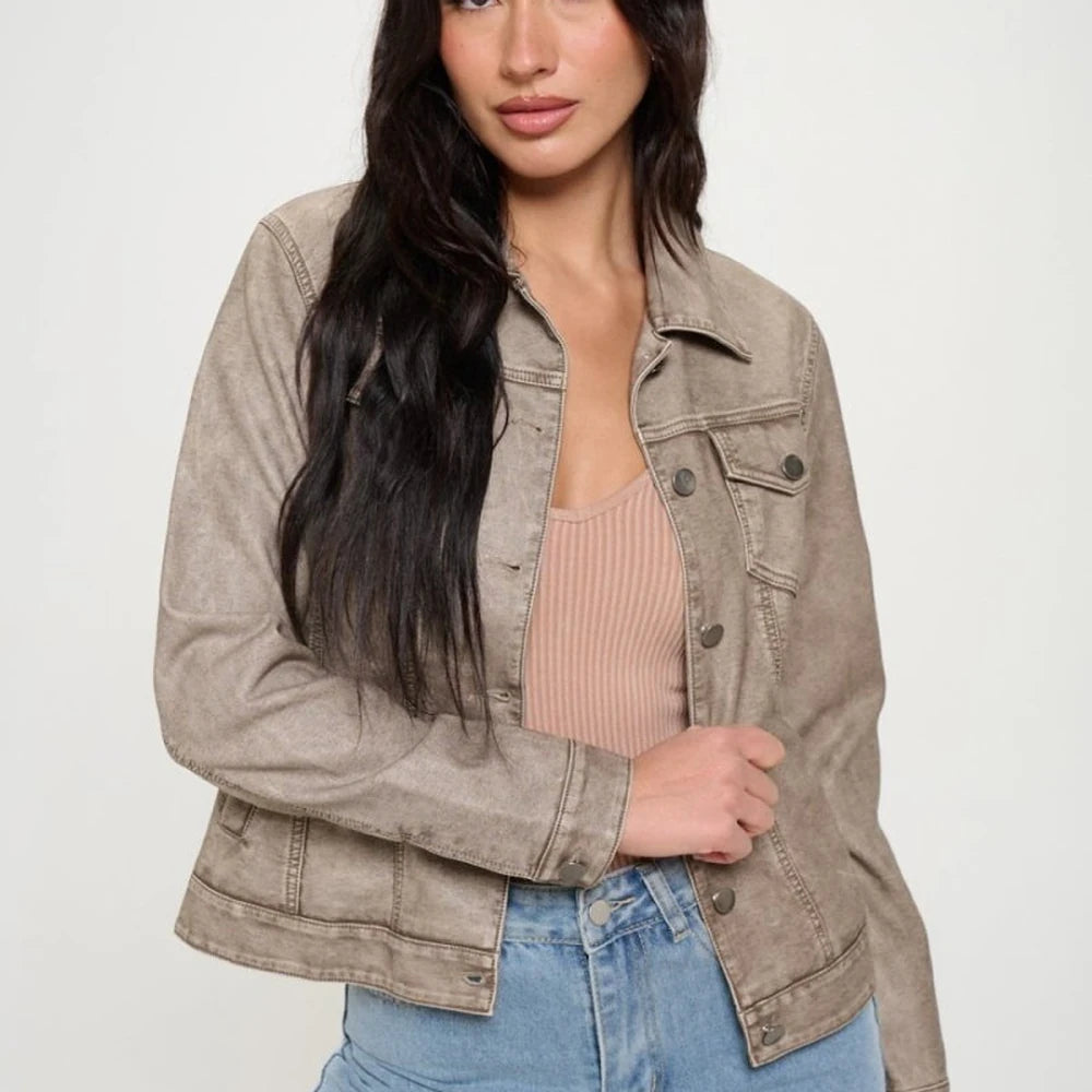 Vegan Leather Cargo Shacket