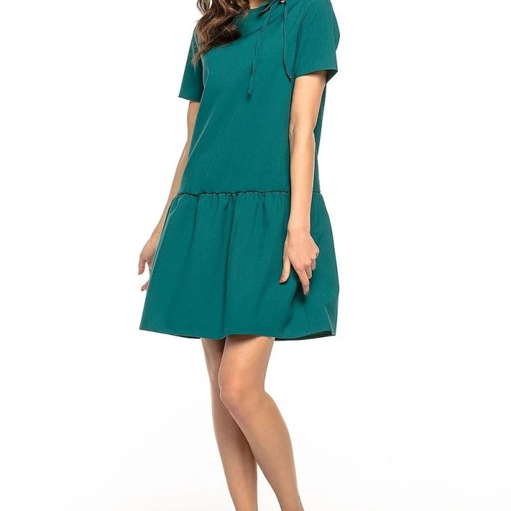 Summer Ruffle Hem Tie-Neck Dress