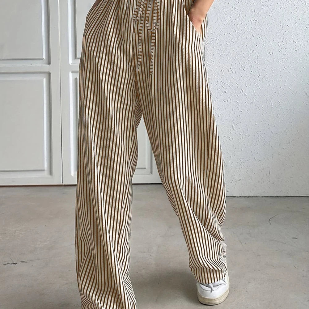 Striped Drawstring Waist Pants