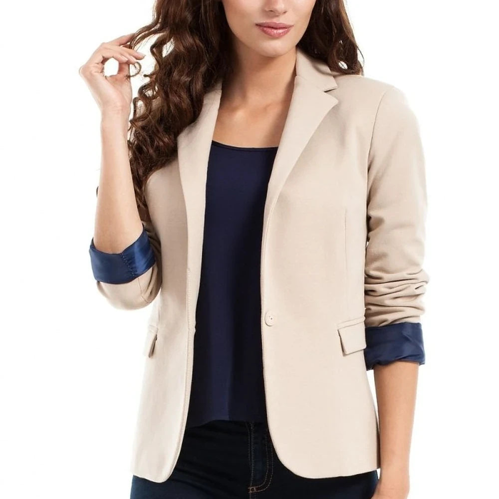 Black Cotton Blend Jacket with Rolled Sleeves