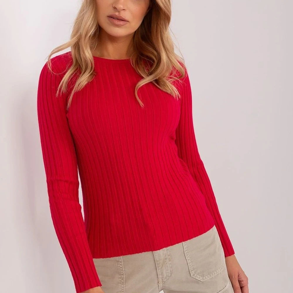 Ribbed Knit Round Neck Sweater