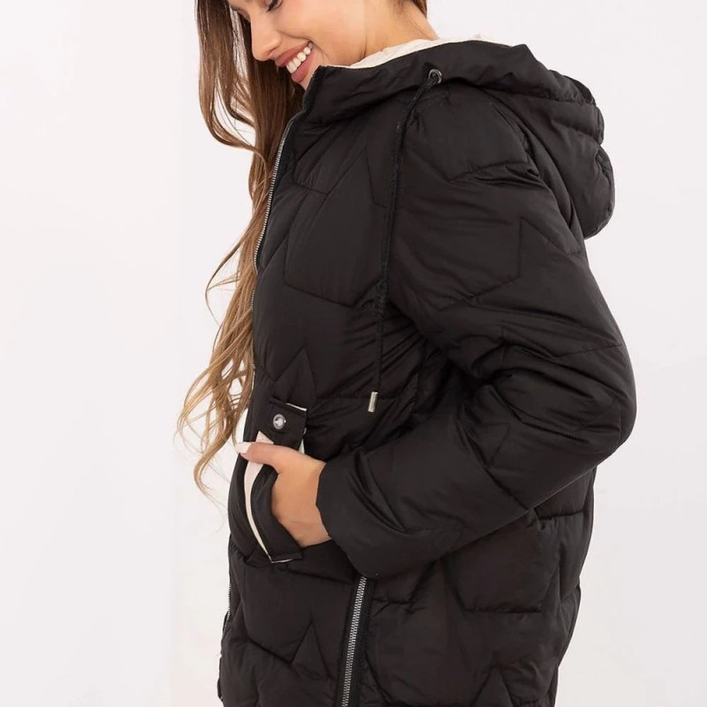 Quilted Detachable Hood Down Jacket