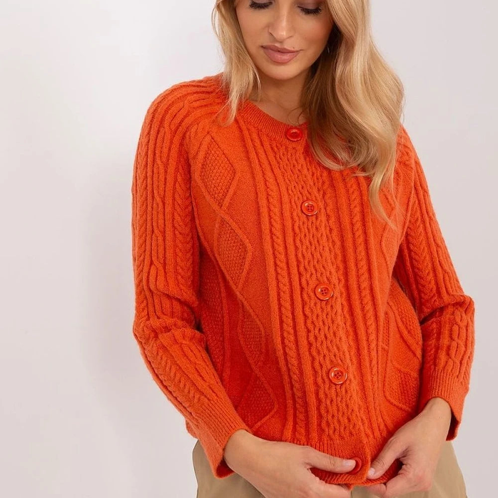 Variegated Texture Round Neck Cardigan
