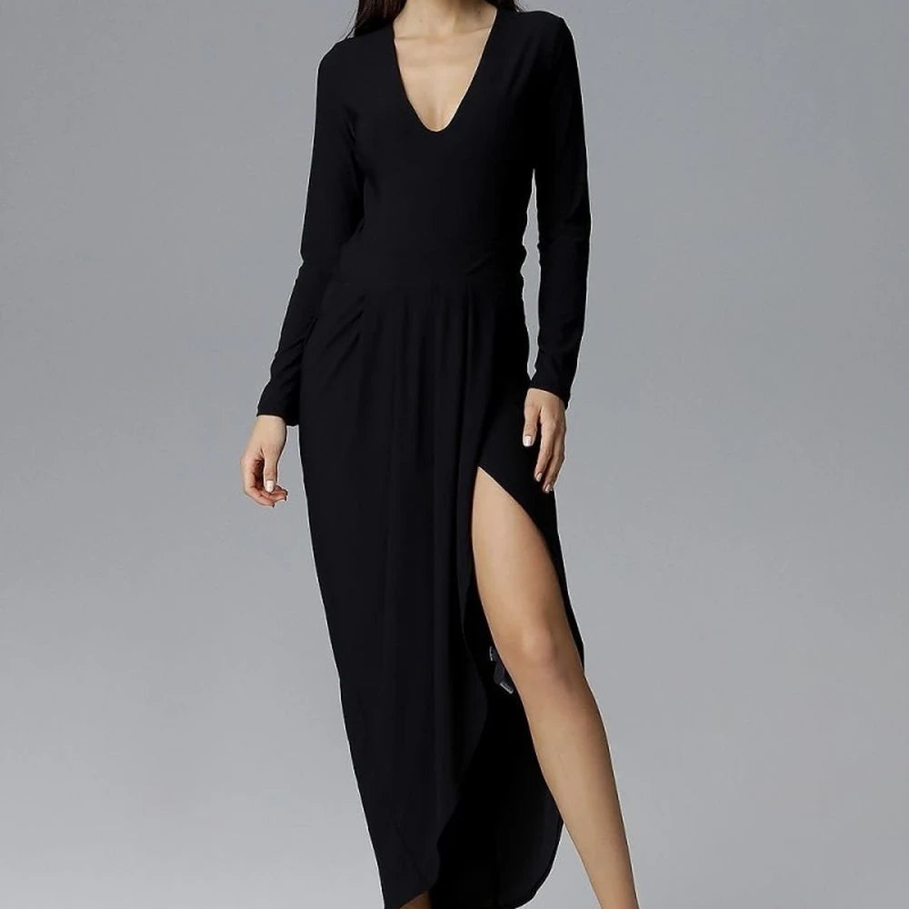 Elegant Long Sleeve Heart Neckline Dress