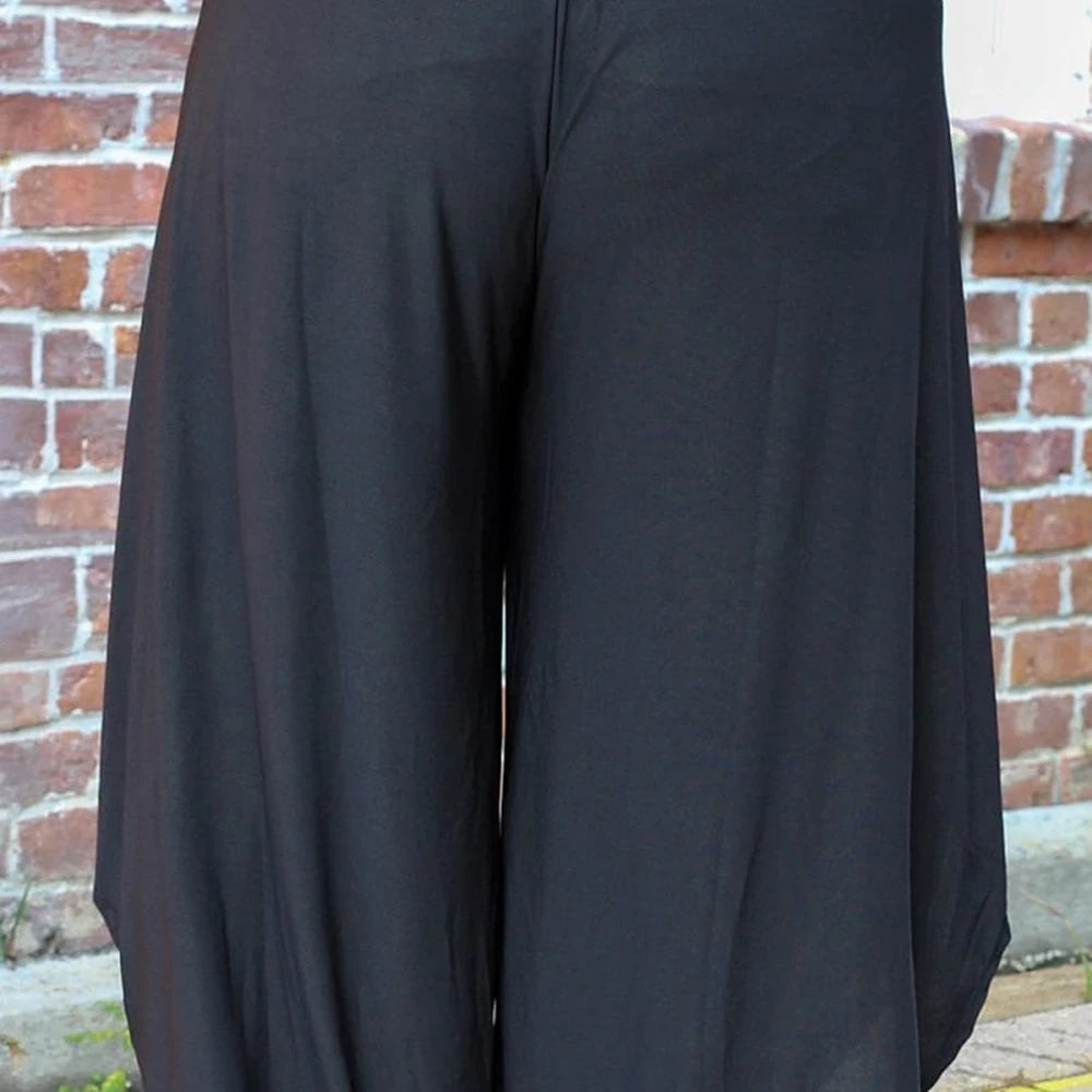 Plus Size Tie Front Wide Leg Pants