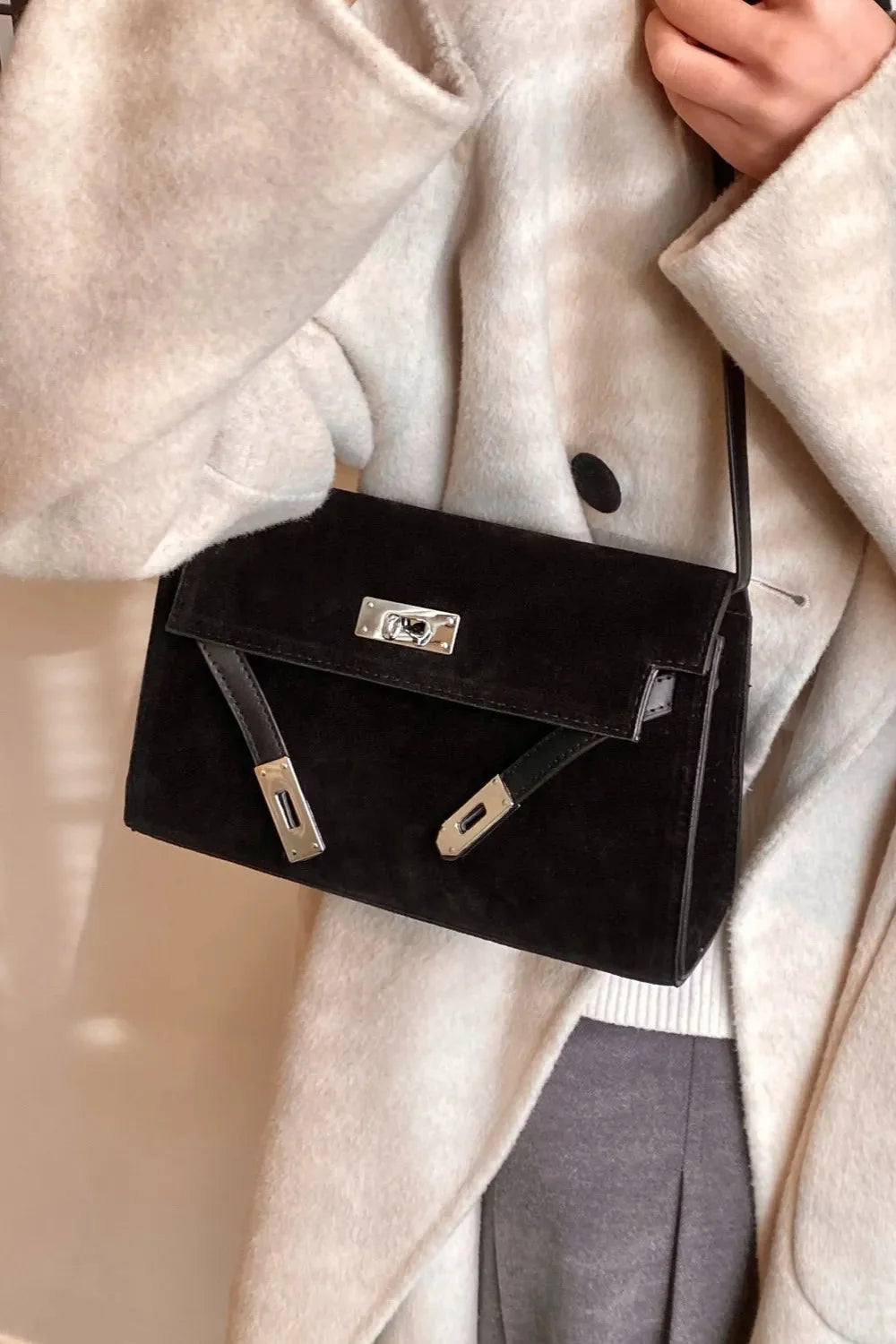 Small Suede PU Leather Shoulder Bag with Handles