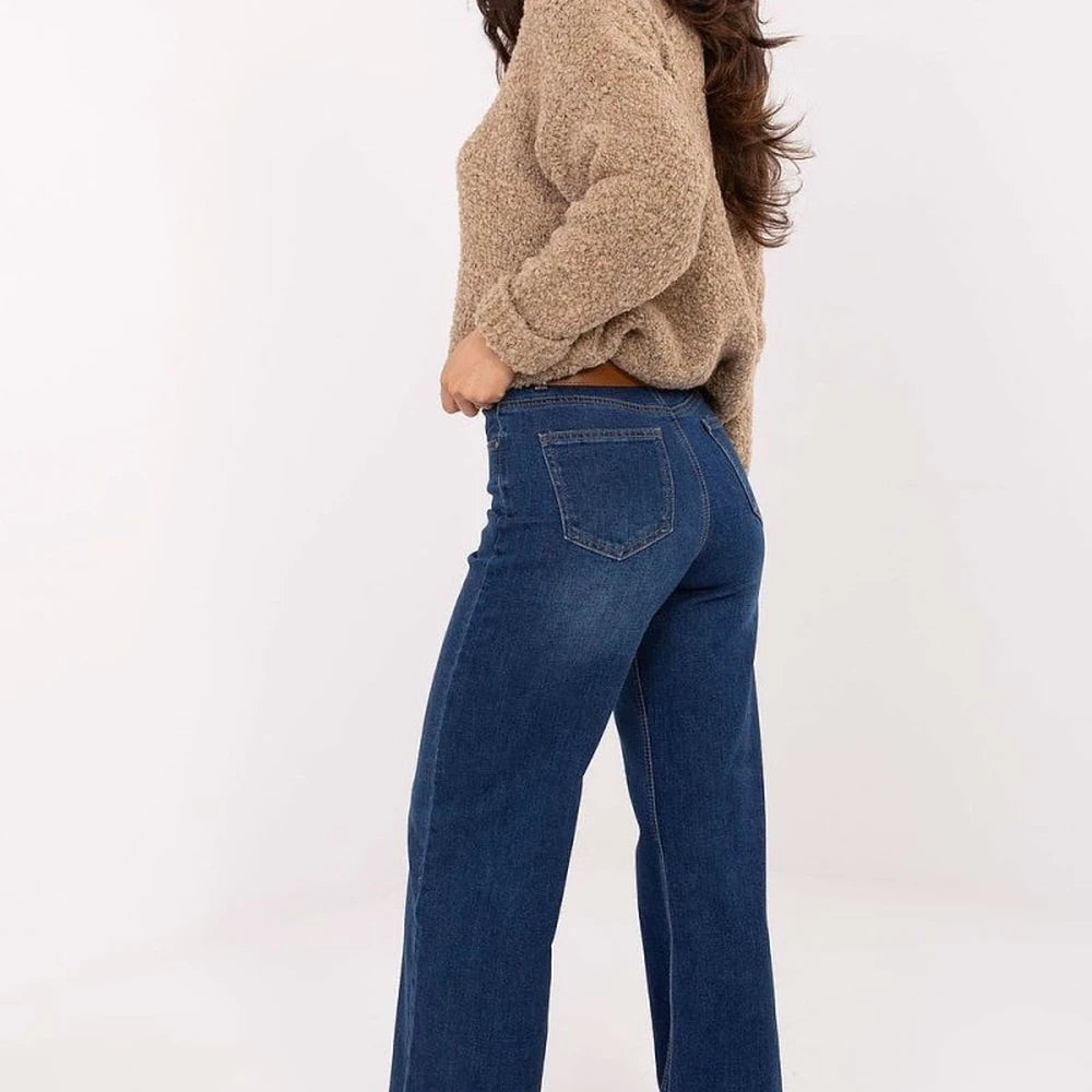 High-Waisted Straight Leg Jeans - Blue