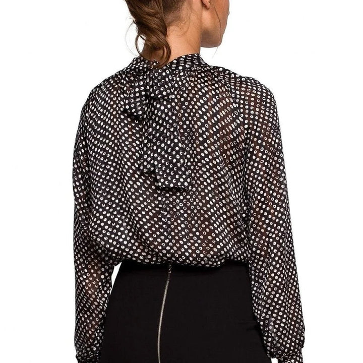 Chiffon Blouse with Striped Dot Print