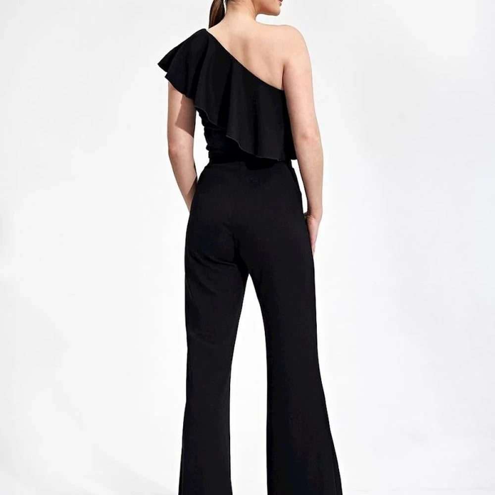 One-Shoulder Ruffle Crop Blouse