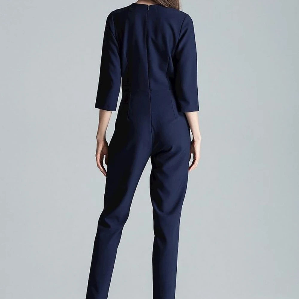 Patterned Jumpsuit with Envelope Neckline