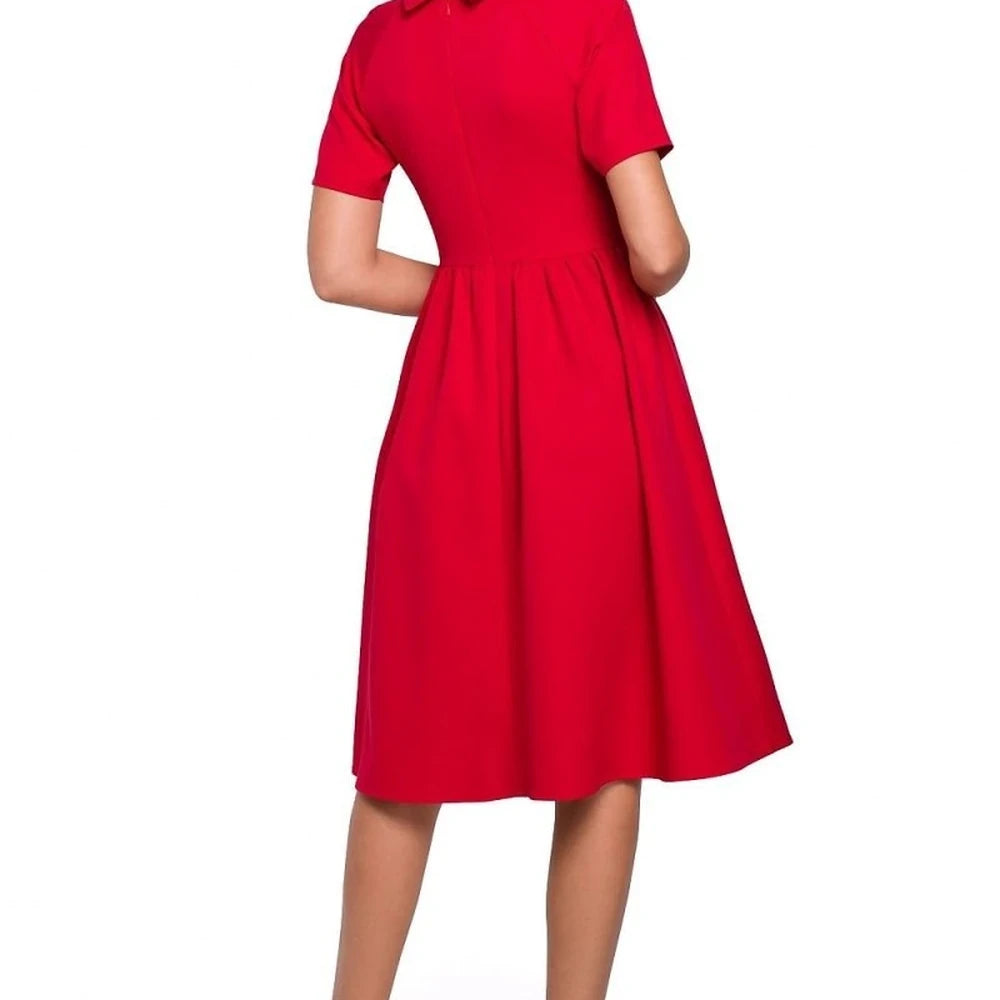 Red Ruffled Sleeve Day Dress