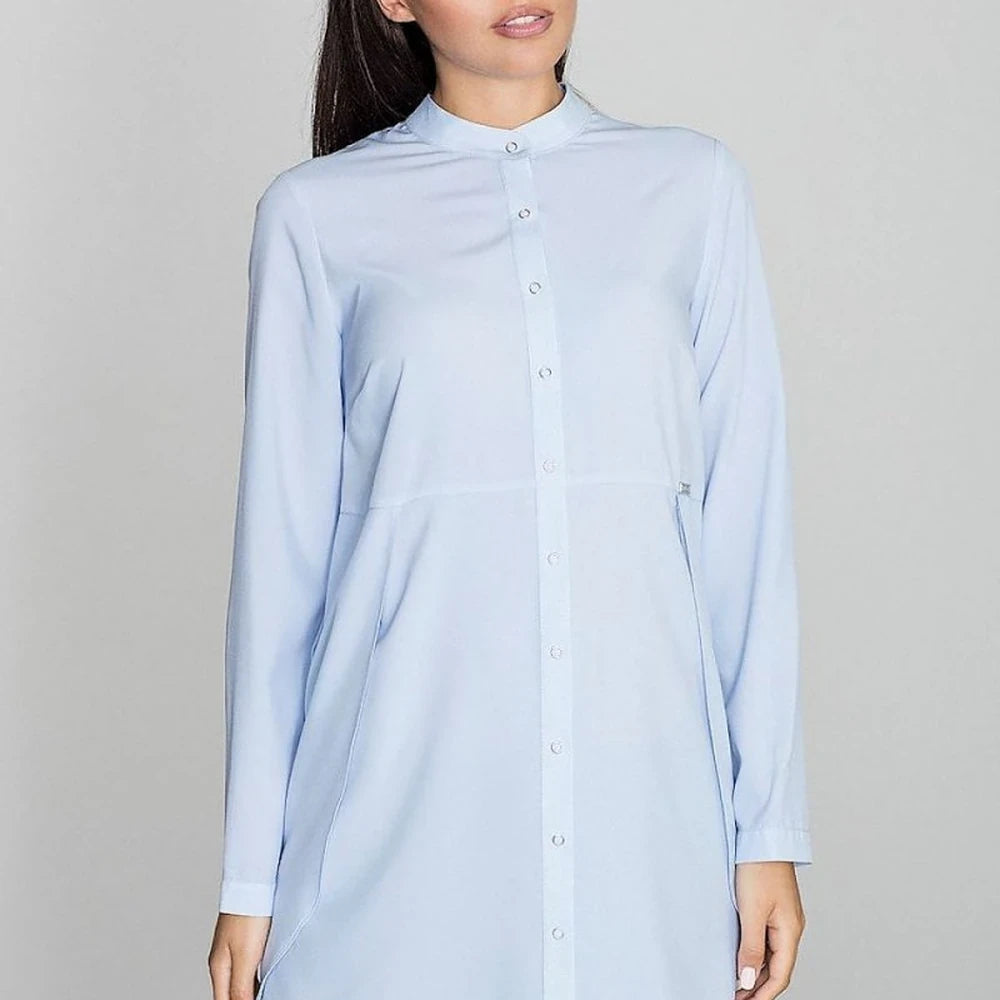 Tunic with Stand-Up Neckline and Long Sleeves