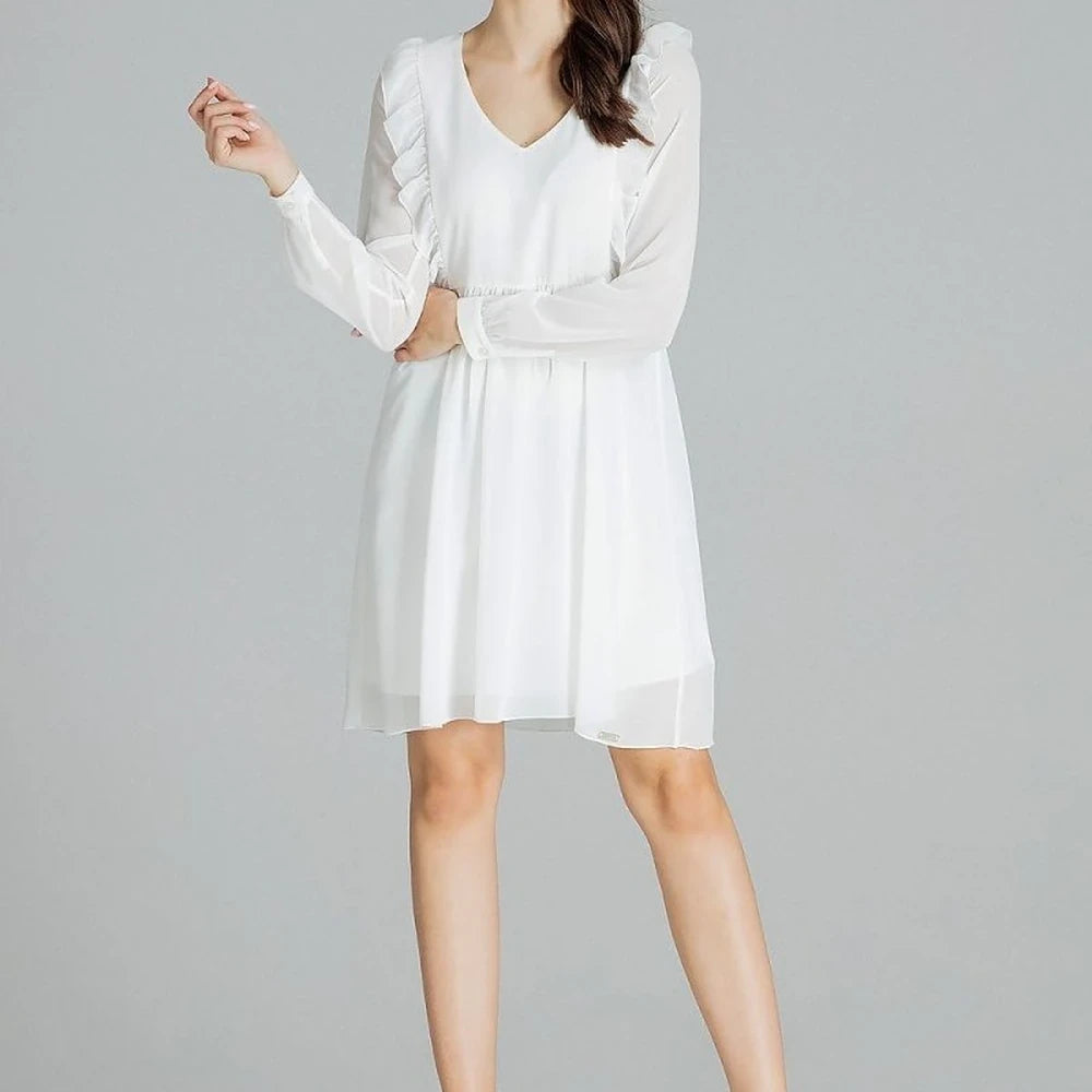 Flowy Chiffon Midi Dress with Ruffled Sleeves