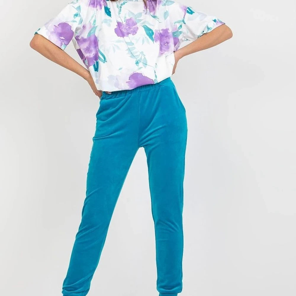 Velour Blouse and Pants Set
