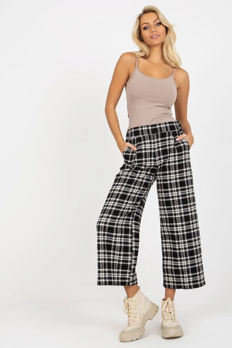 Black checkered wool trousers