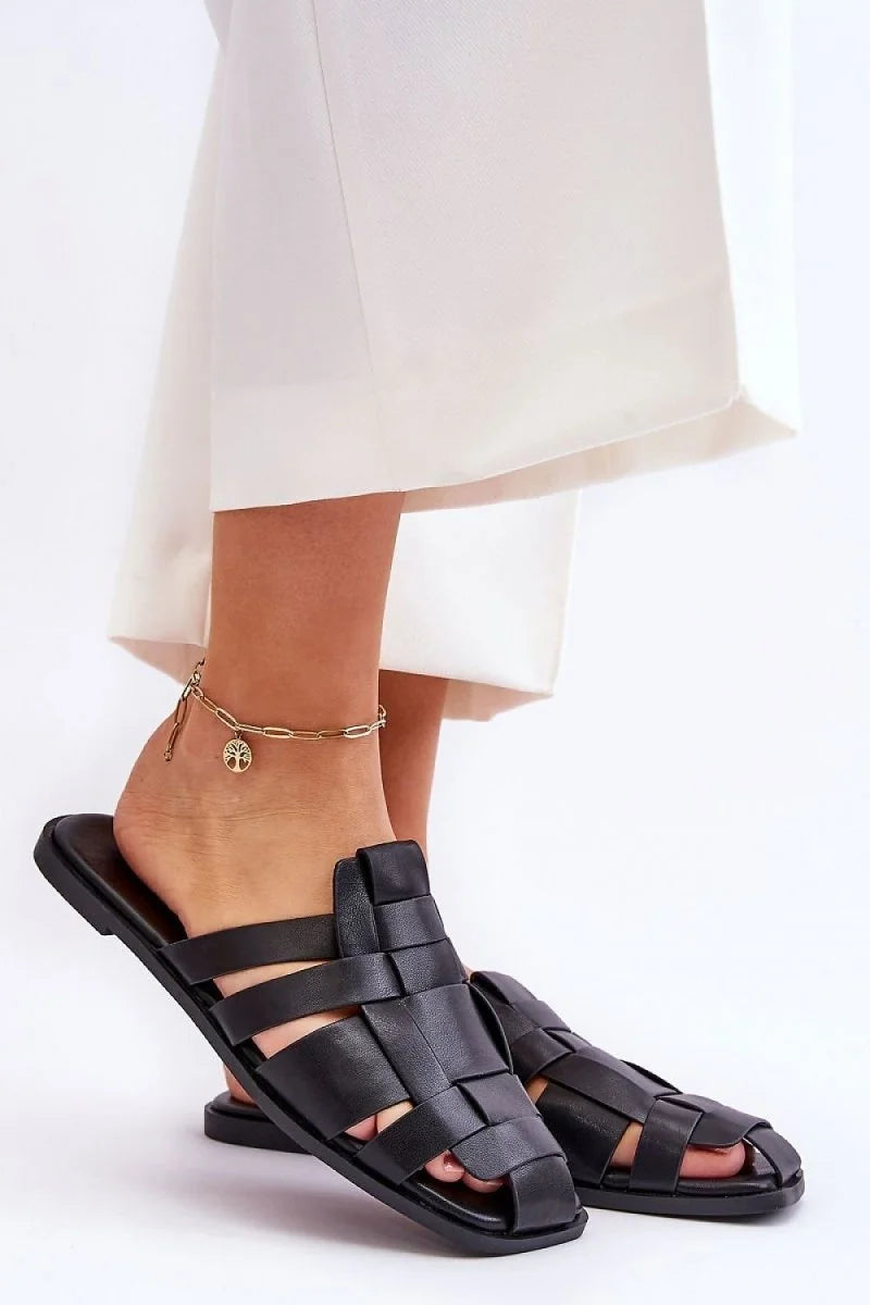 Women's Eco Leather Flip-Flops with Flat Heel