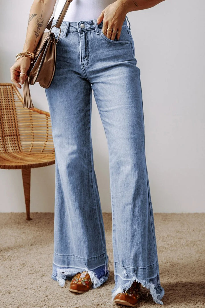 Women's raw hem bootcut jeans