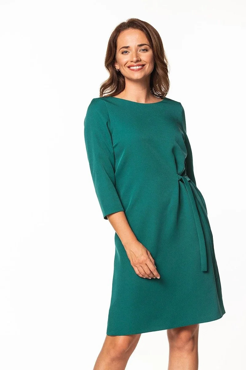 Midi dress with tie waist and 3/4 sleeves