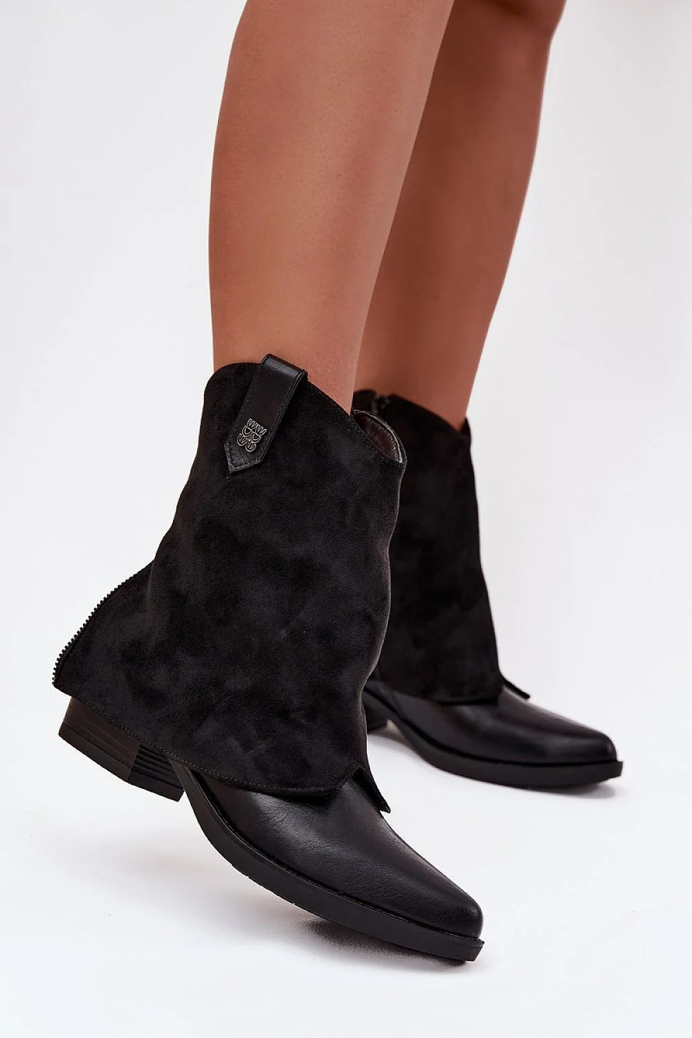 Black Suede Heel Boots