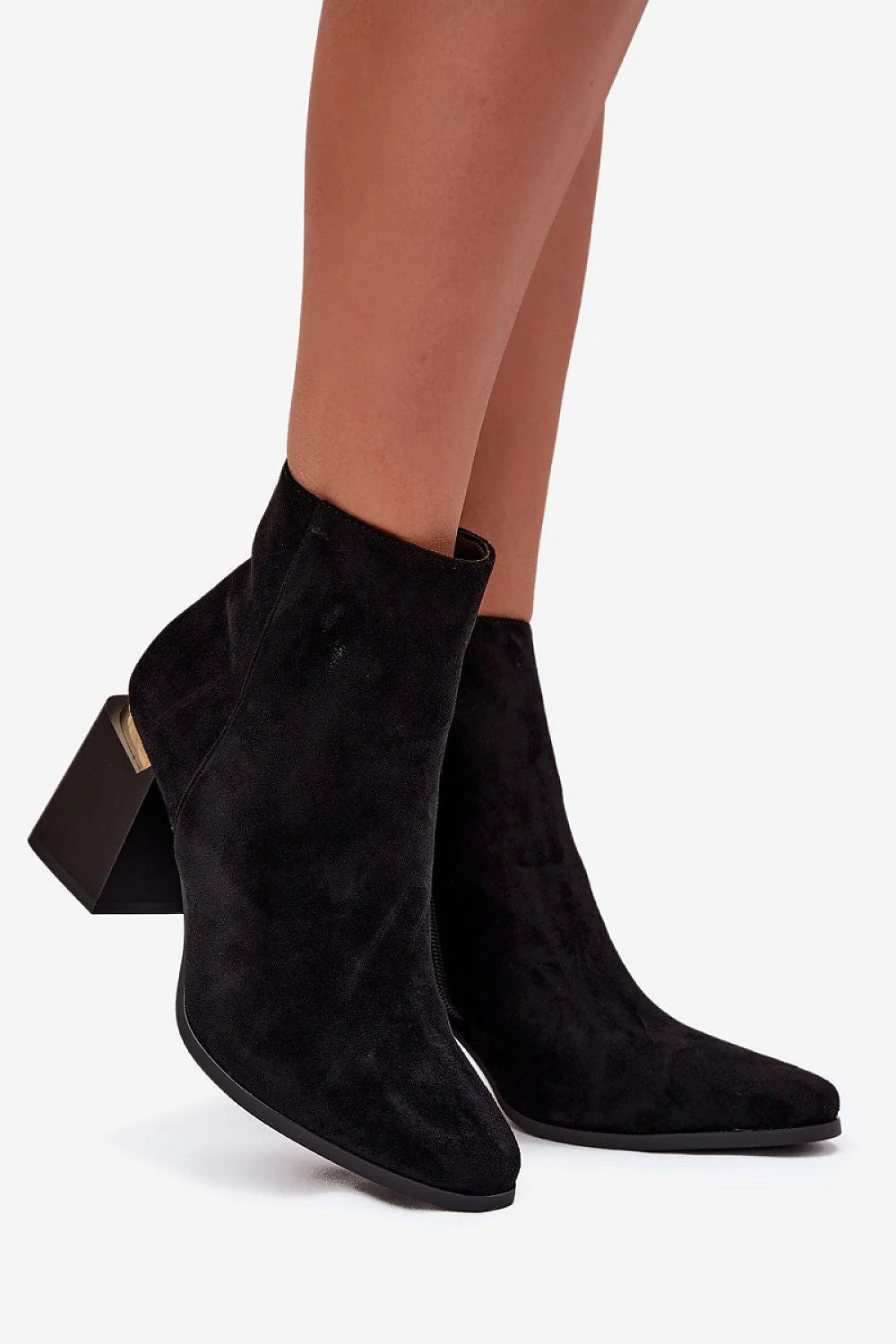 Black Suede Heel Boots with 7.5 cm Heel