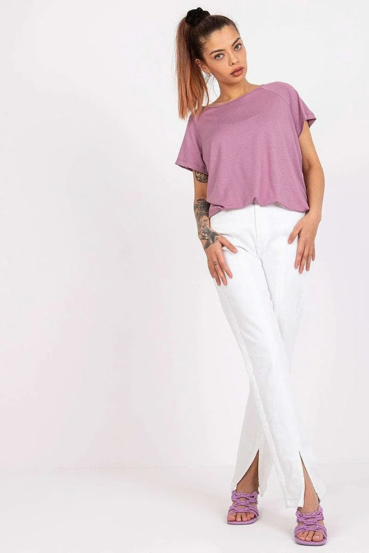 Pink blouse with short sleeves and back bow