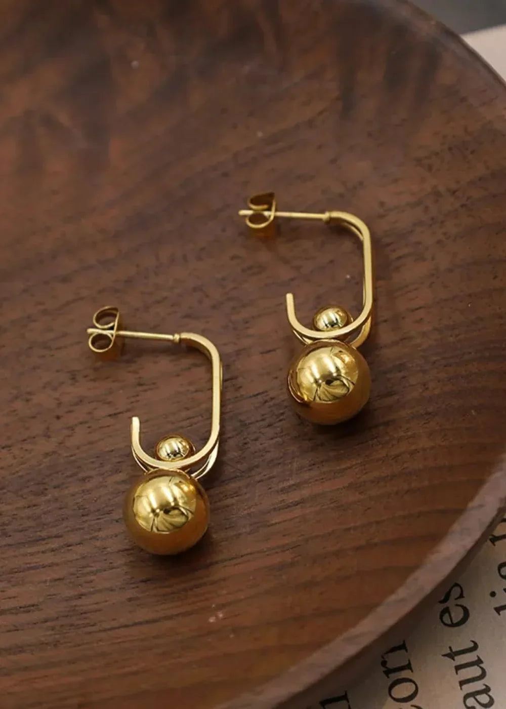 18K gold-plated ball drop earrings