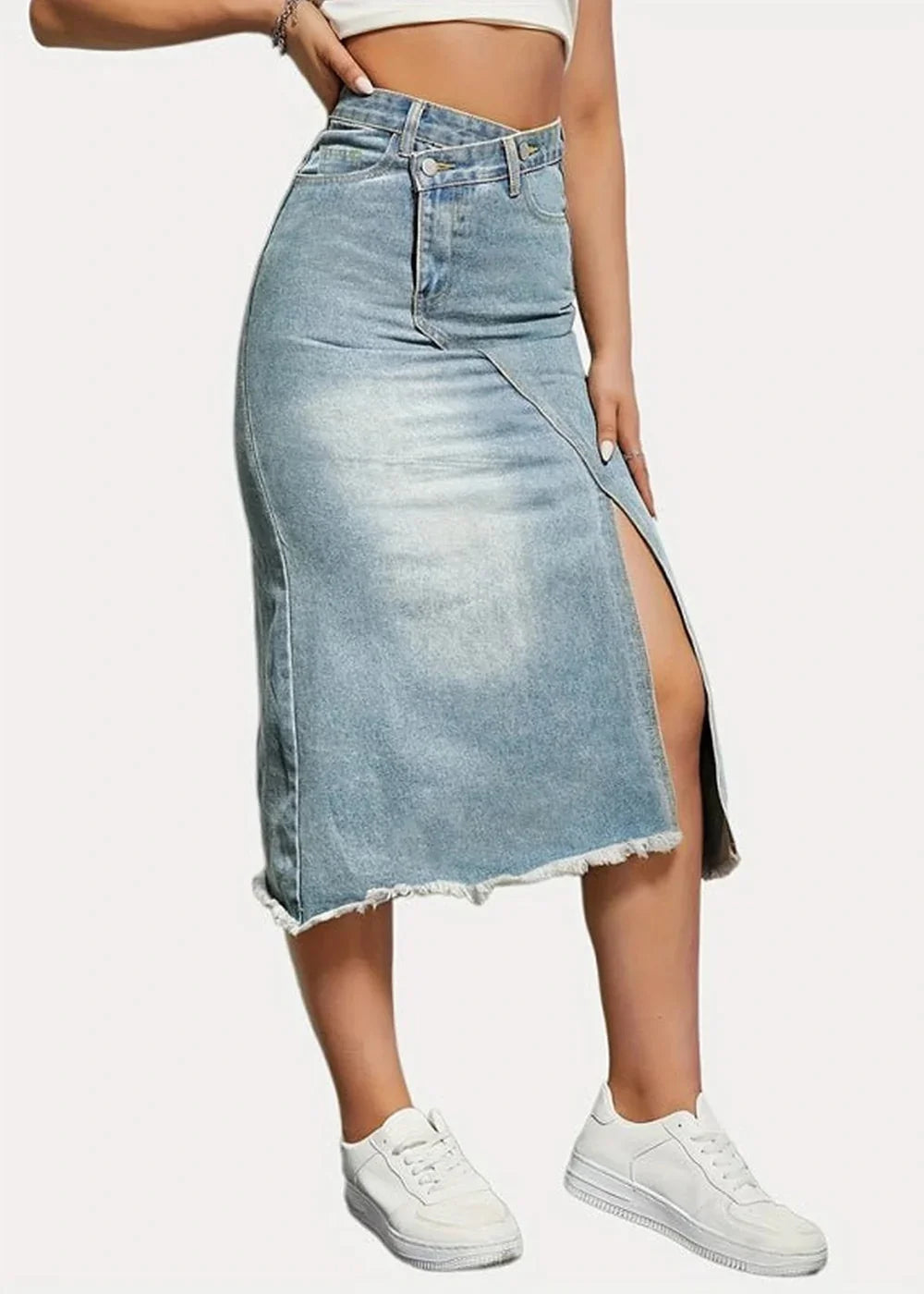 Clear blue pleated ruffle skirt