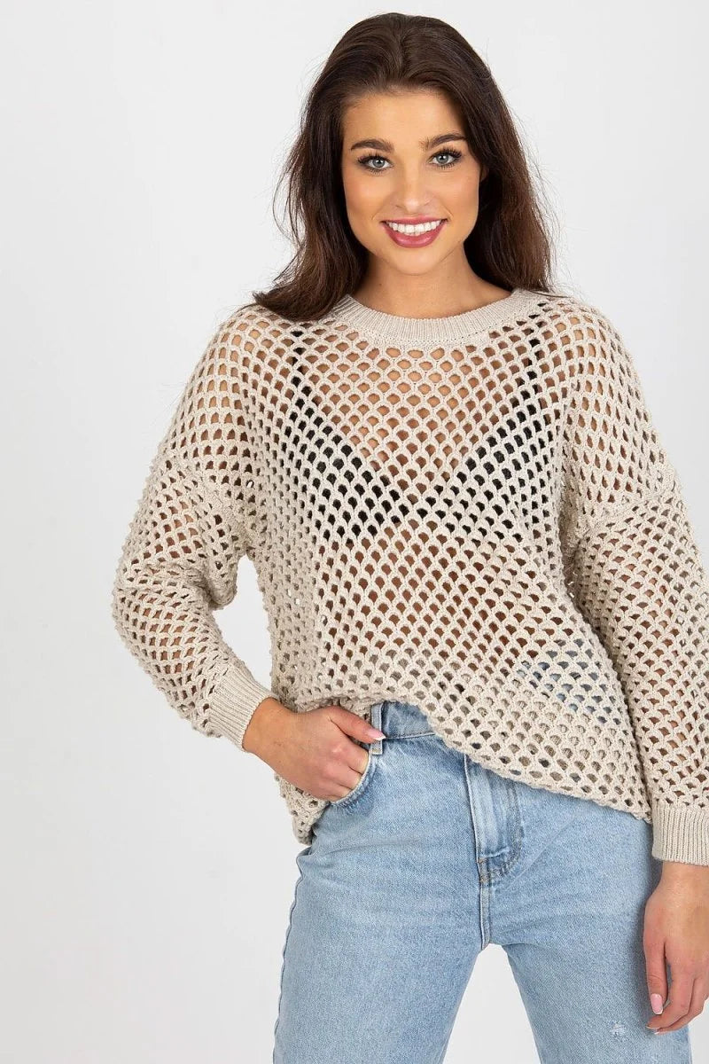 Openwork long sleeve sweater