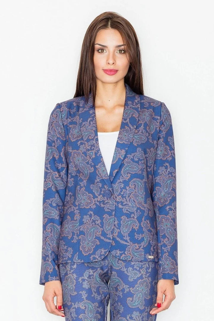 Printed blazer in navy blue