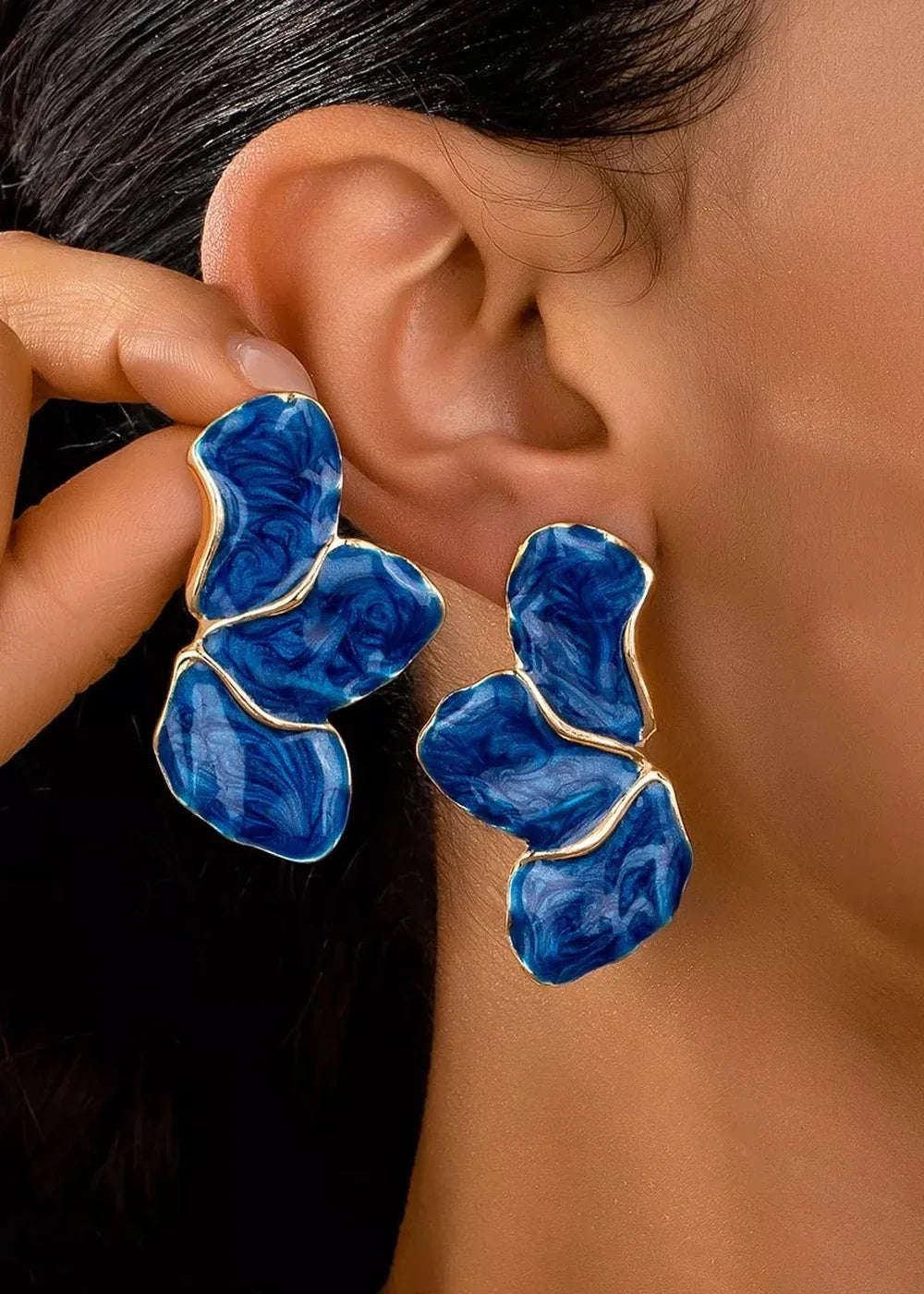 Royal Blue 18K Gold-Plated Resin Drop Earrings