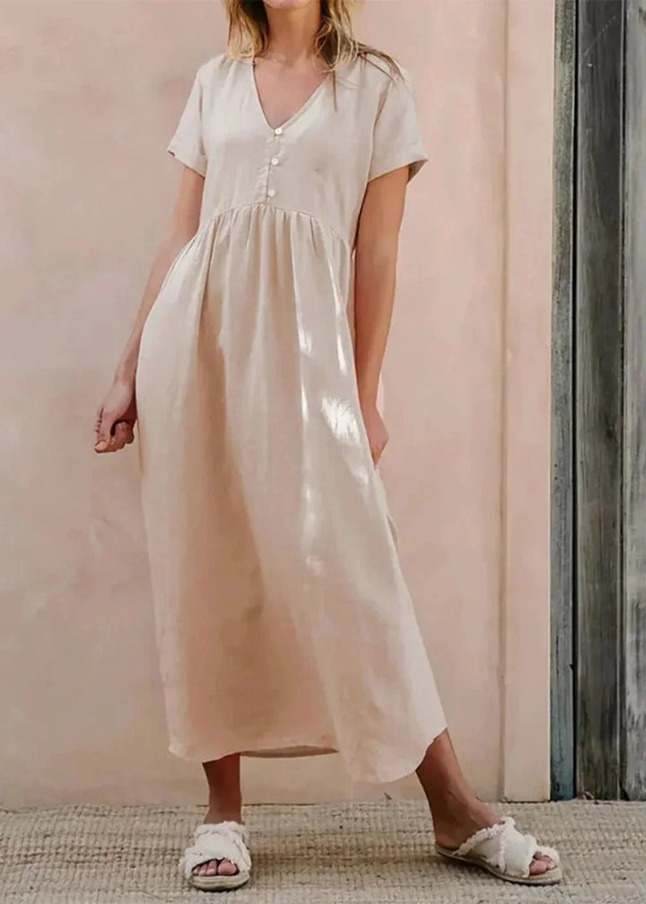 Cracker khaki solid color cotton loose dress