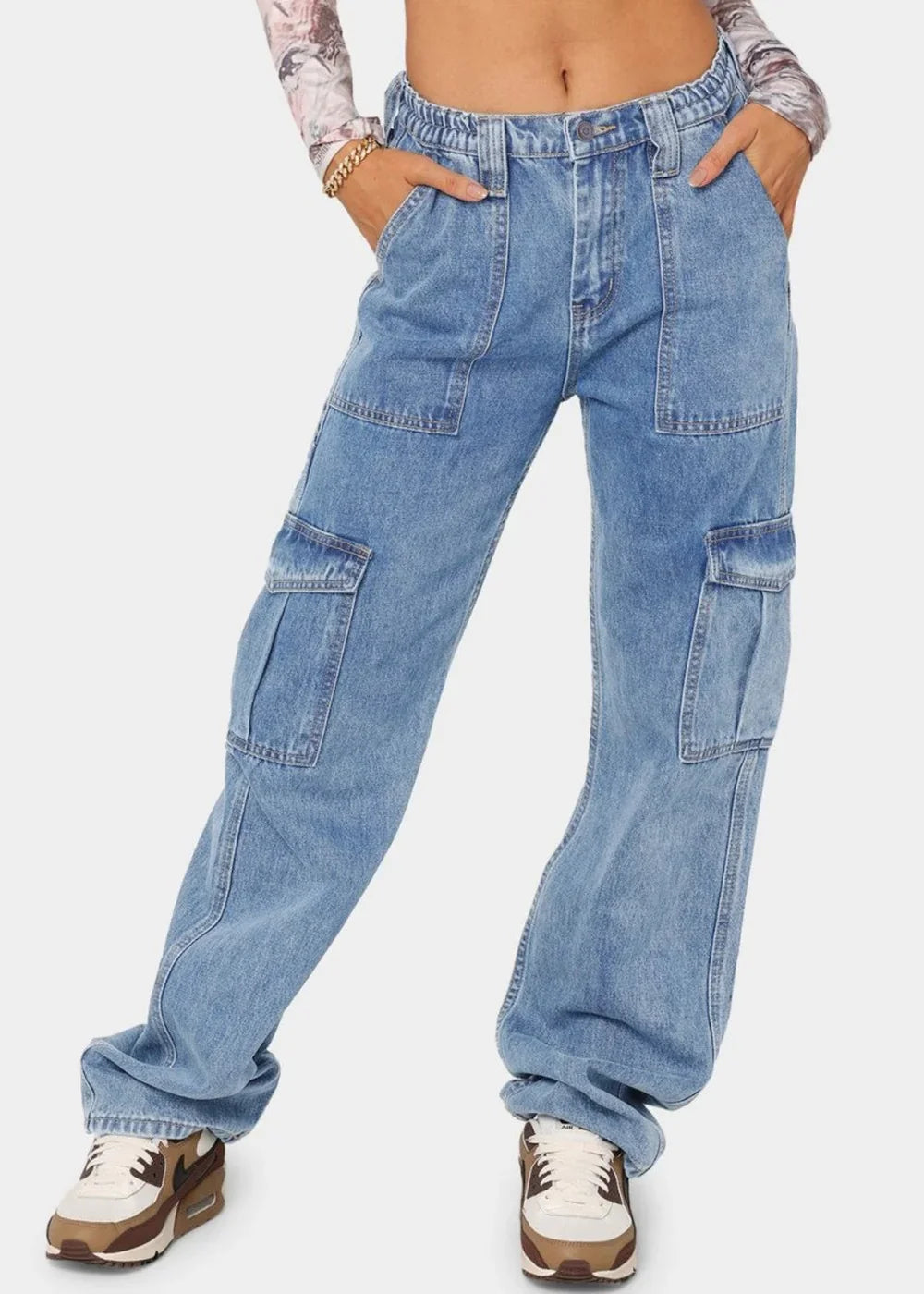 Light straight leg jeans with pockets