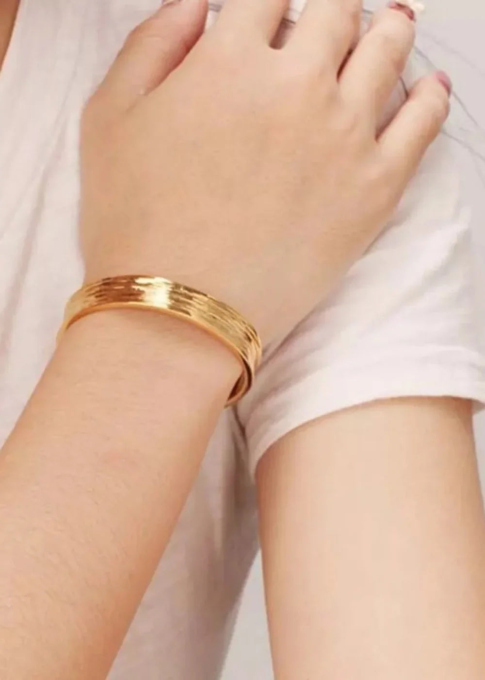 Gold-plated copper open bracelet