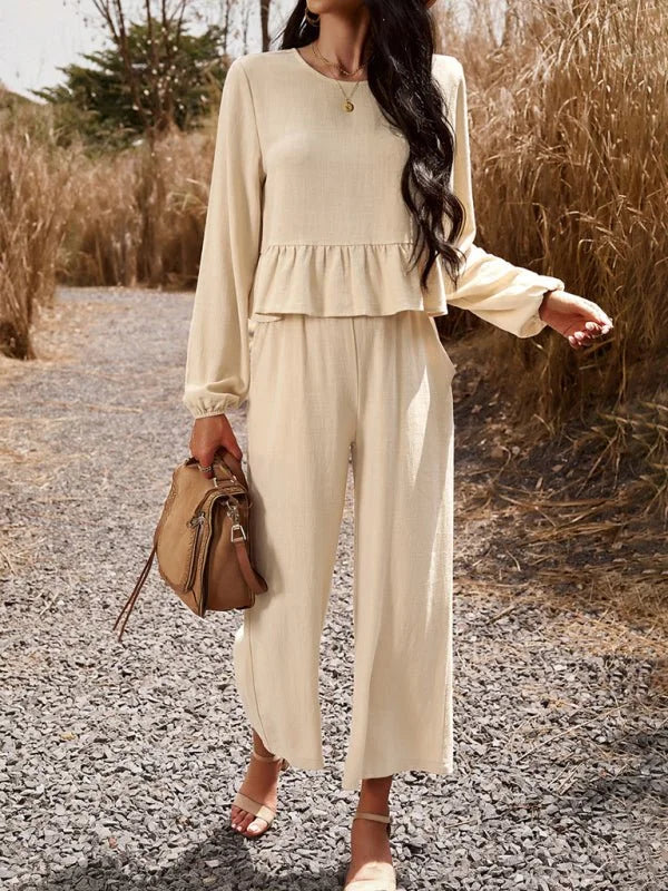 Casual suit set in solid color