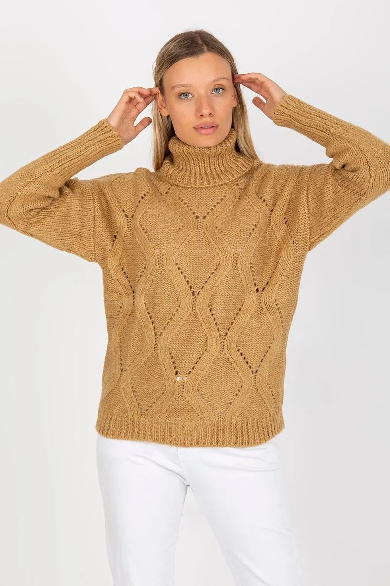 Brown women's turtleneck sweater
