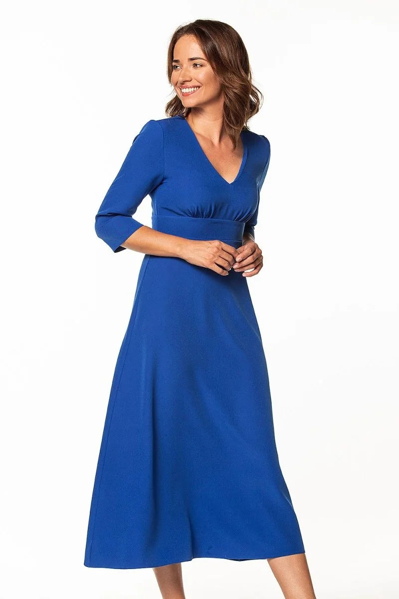 Blue maxi dress with 3/4 sleeves