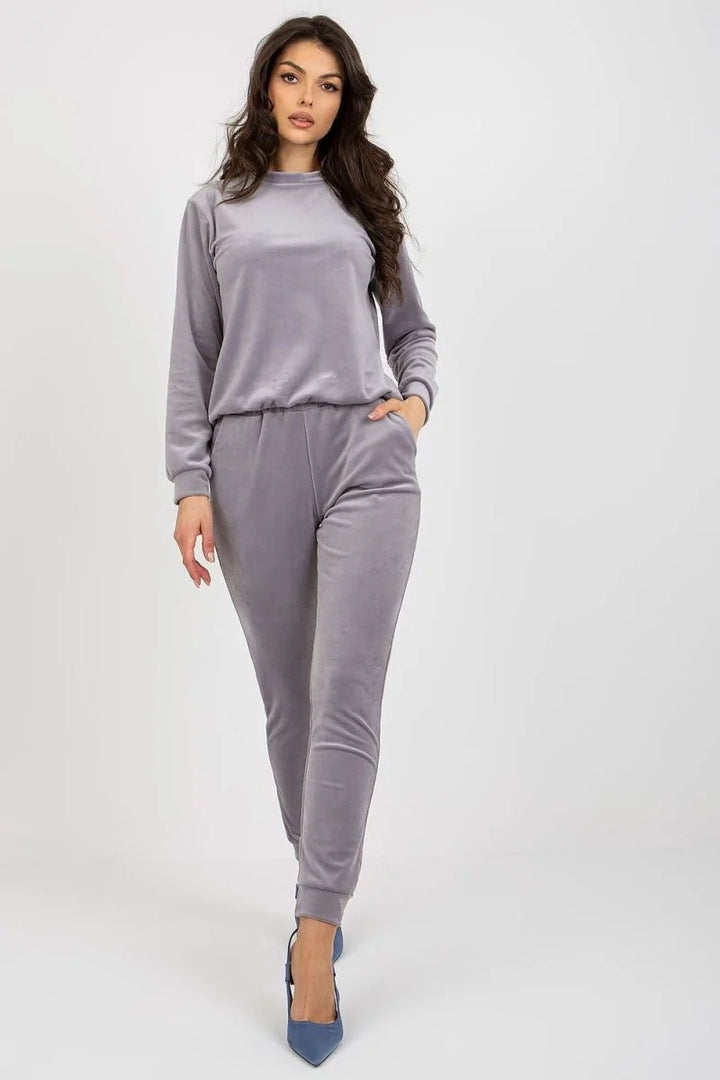 Grey velour blouse and pants set