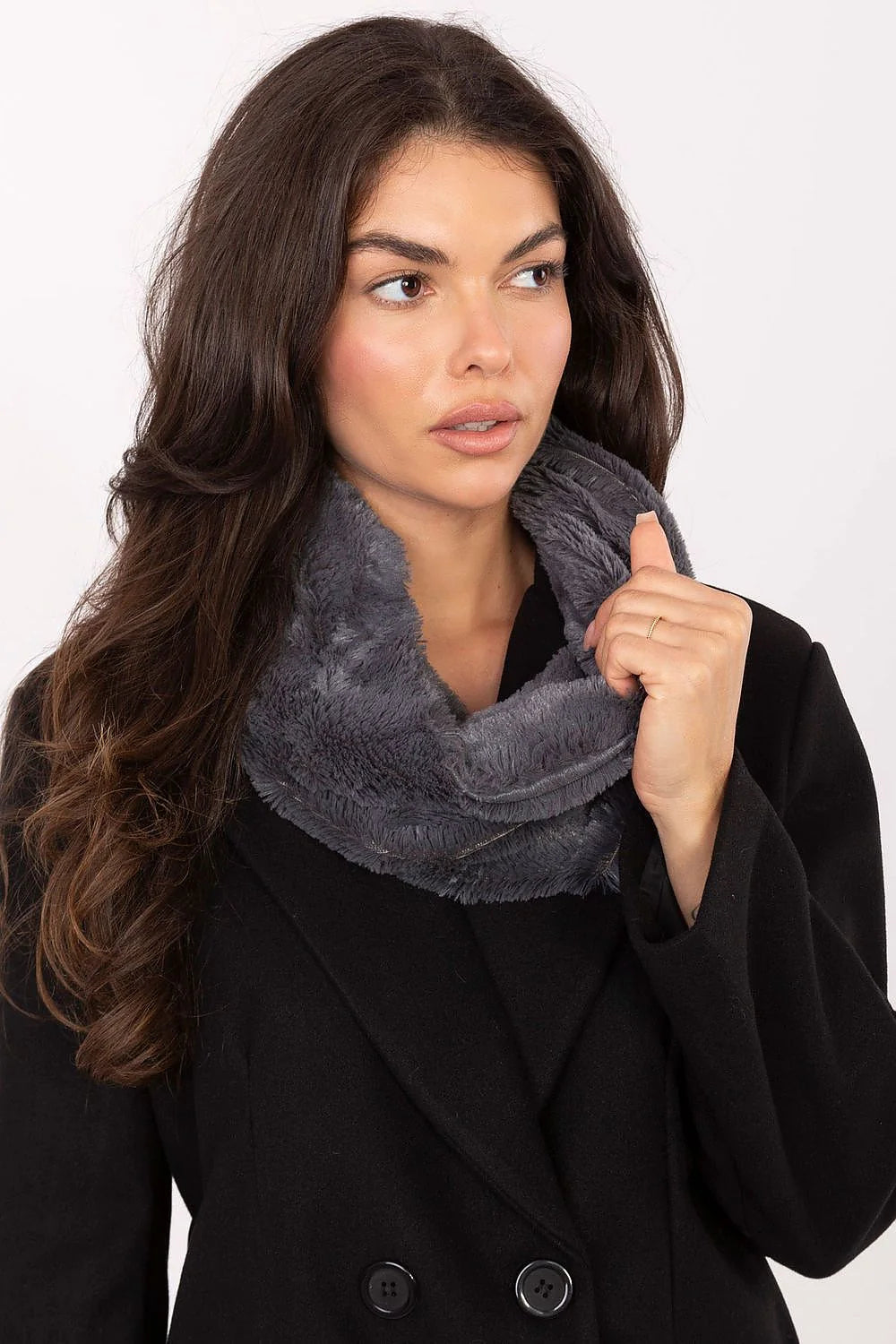 Grey fur infinity scarf