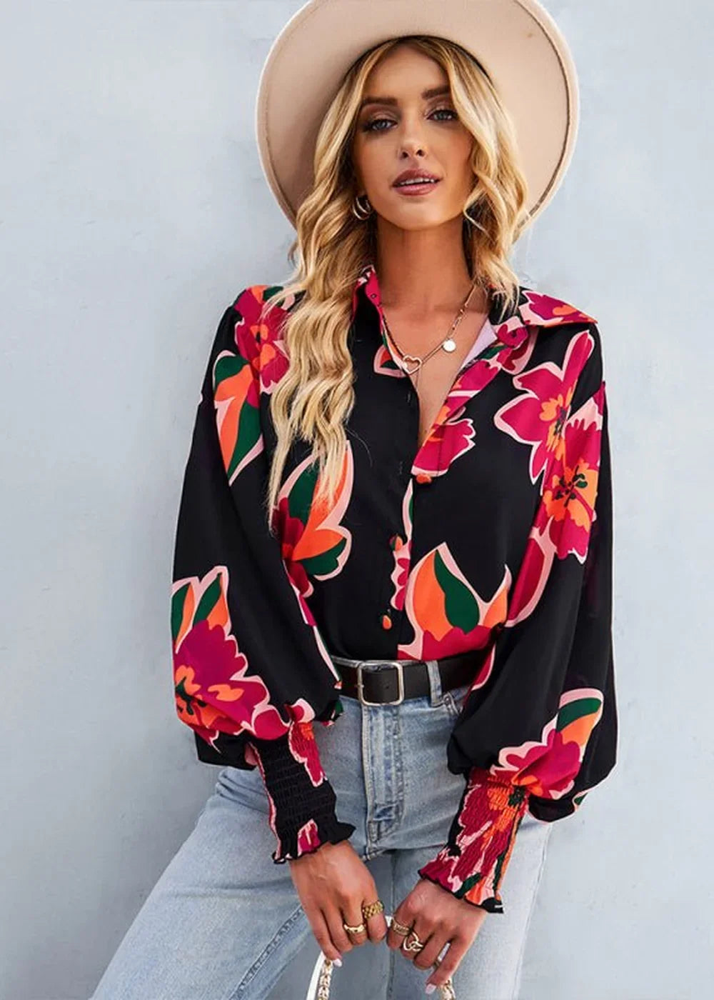 Black women's long sleeve polyester shirt