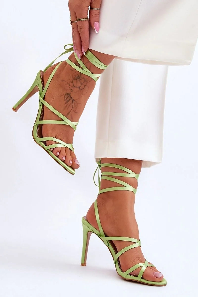 Strappy Stiletto Sandals with Ankle Tie