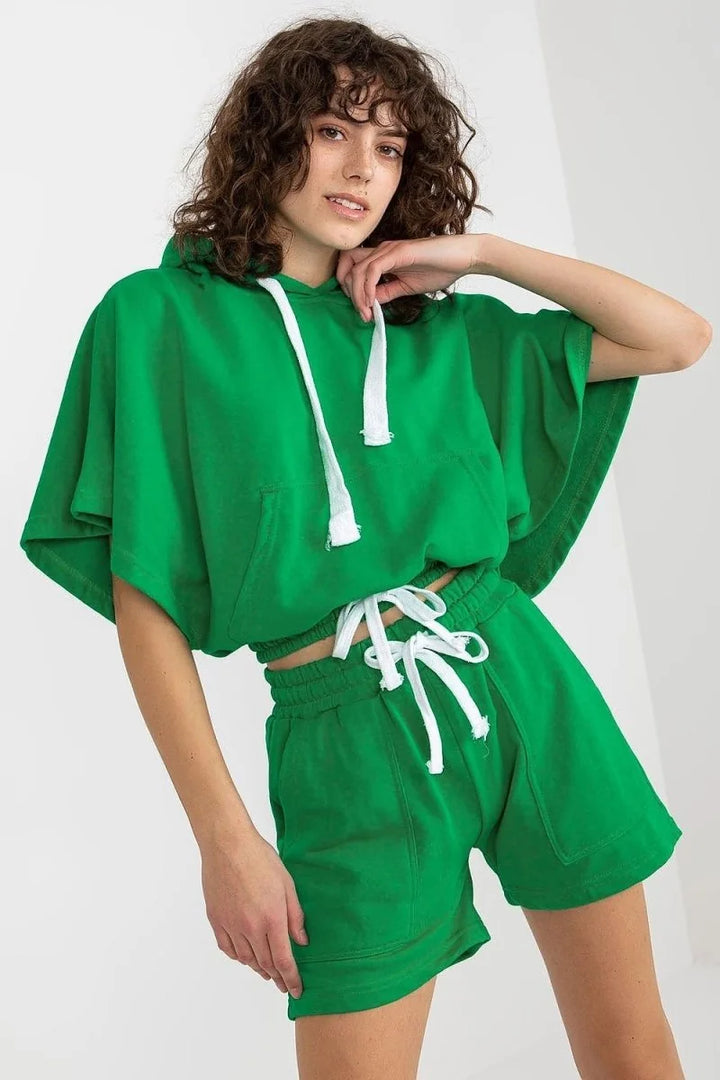 Green tracksuit set with shorts