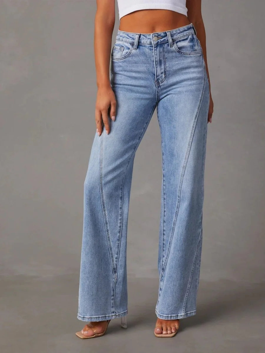 Light wash high waist straight leg jeans