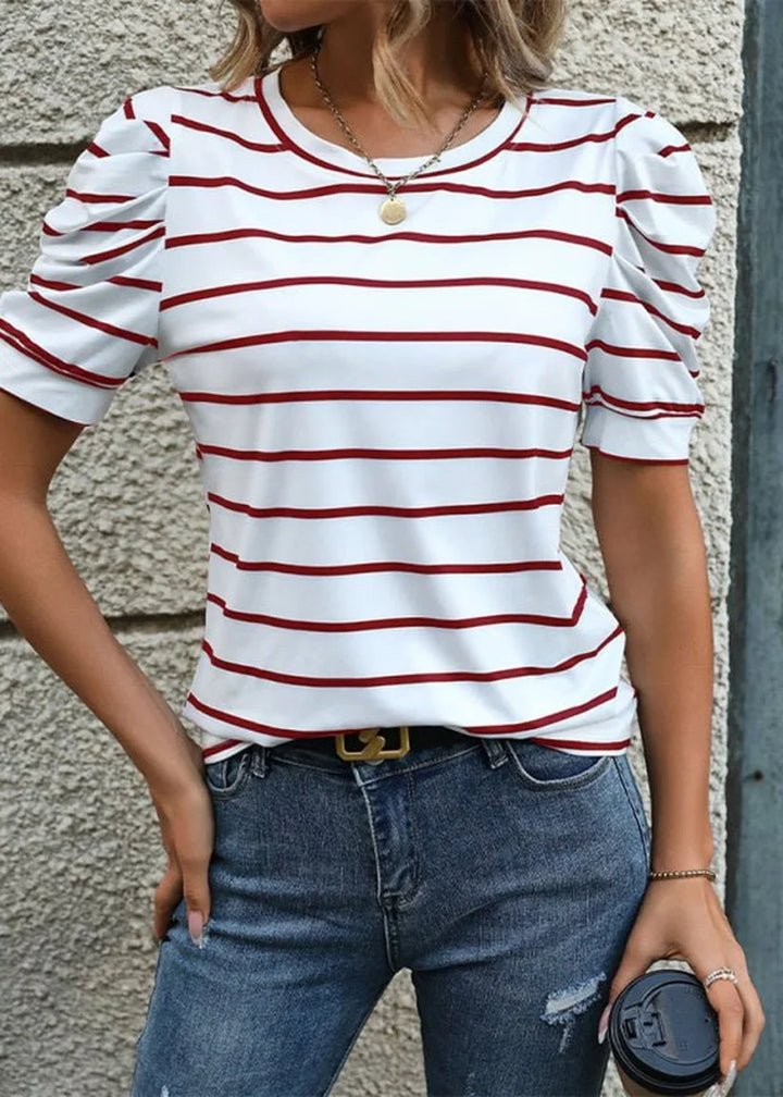 Red striped puff sleeve top