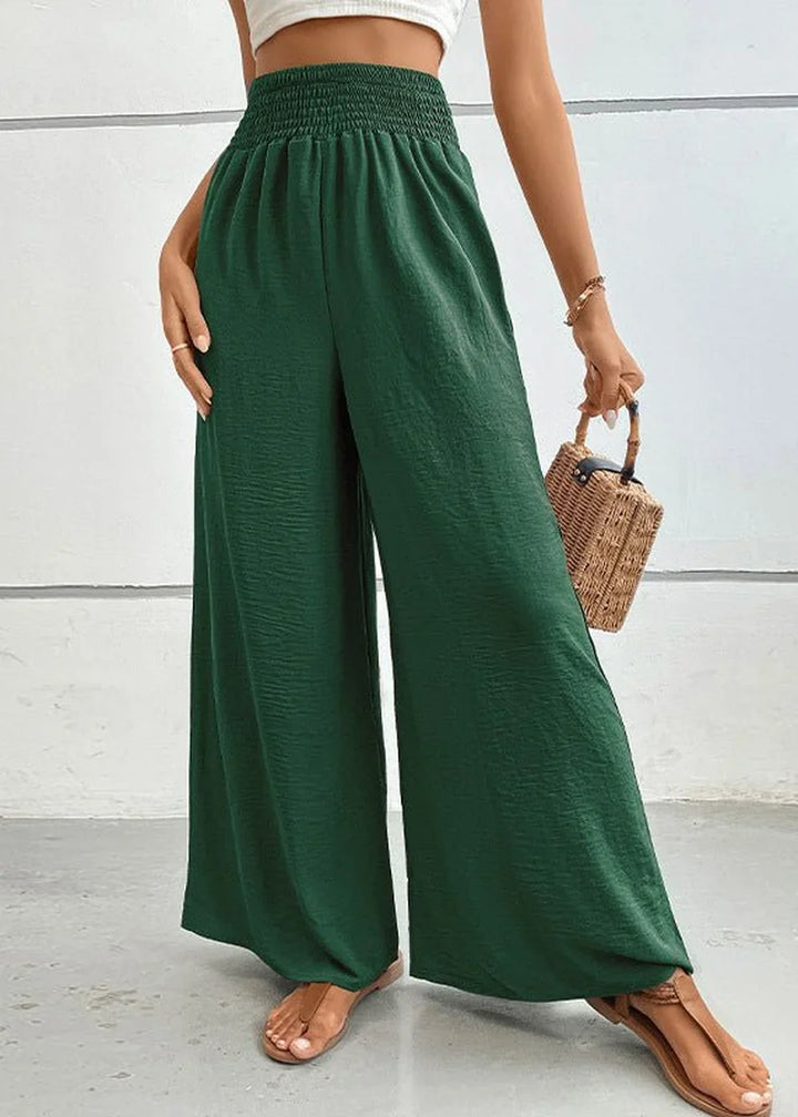 Green black jasper flared wide-leg pants