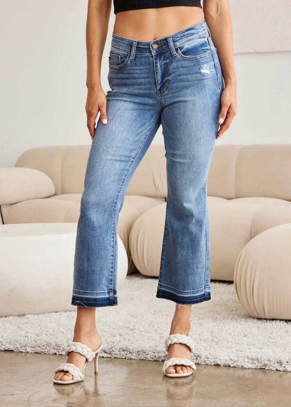 Judy Blue cropped bootcut jeans with release hem